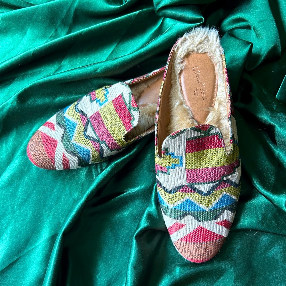 Fur-lined mule small heel (rarely worn)